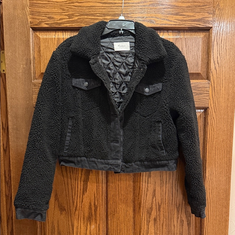 KanCan Black Sherpa Jacket with Quilted Lining